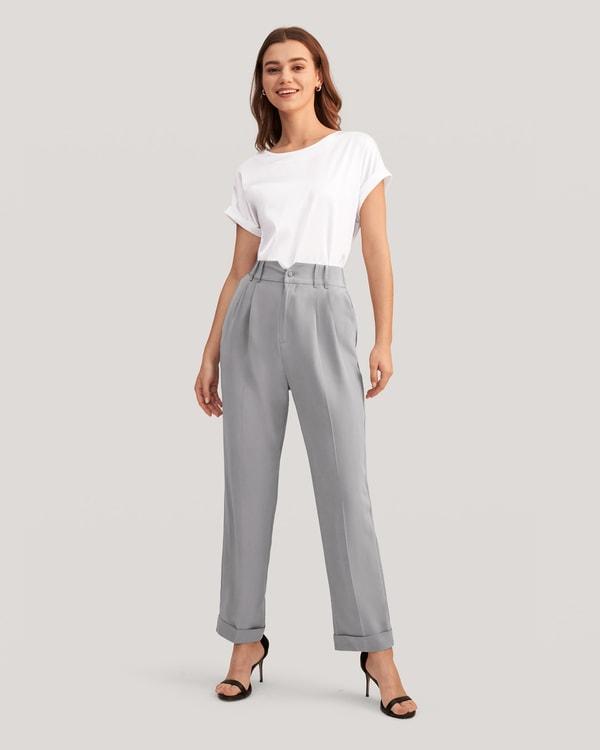 Tucked Tapered Silk Pants Product Image