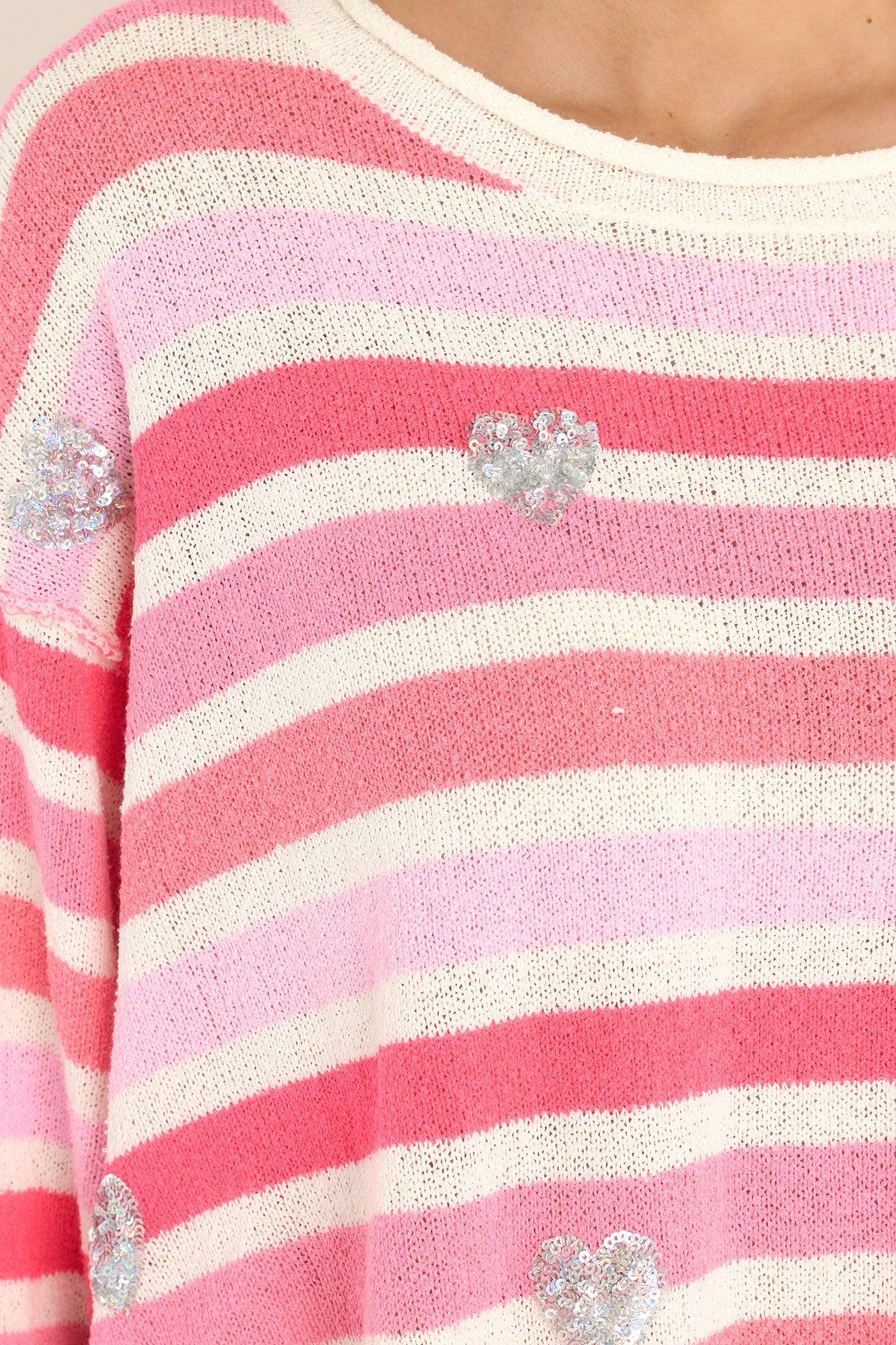 Finding My Love Pink Striped Sweater Product Image