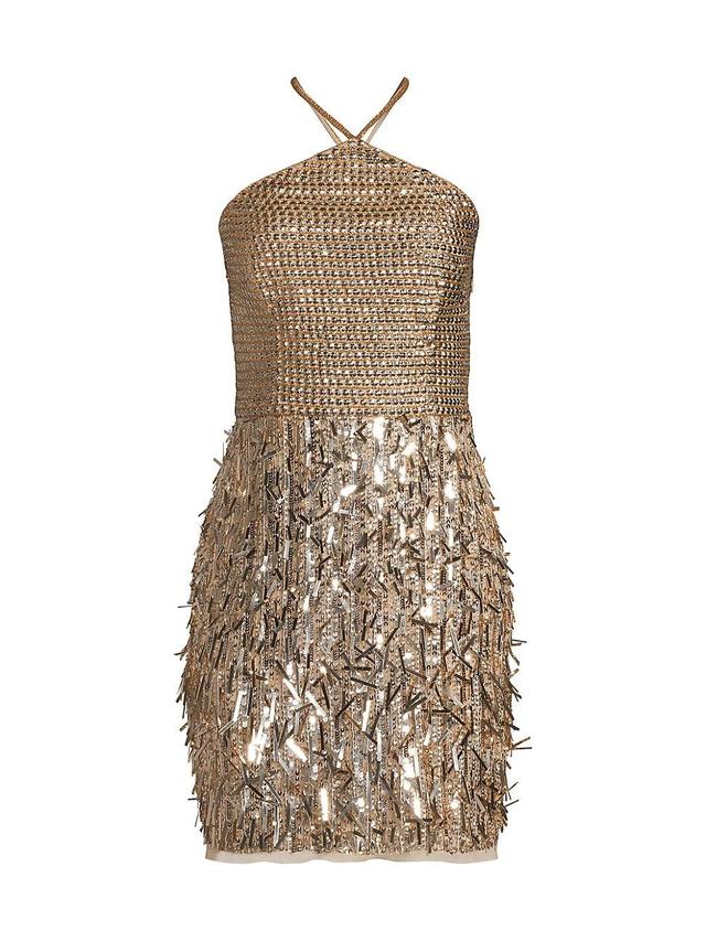 Womens Sequin Embellished Halter Minidress Product Image