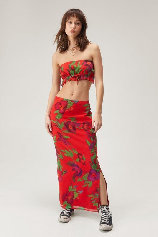 Floral Mid Rise Maxi Skirt Product Image