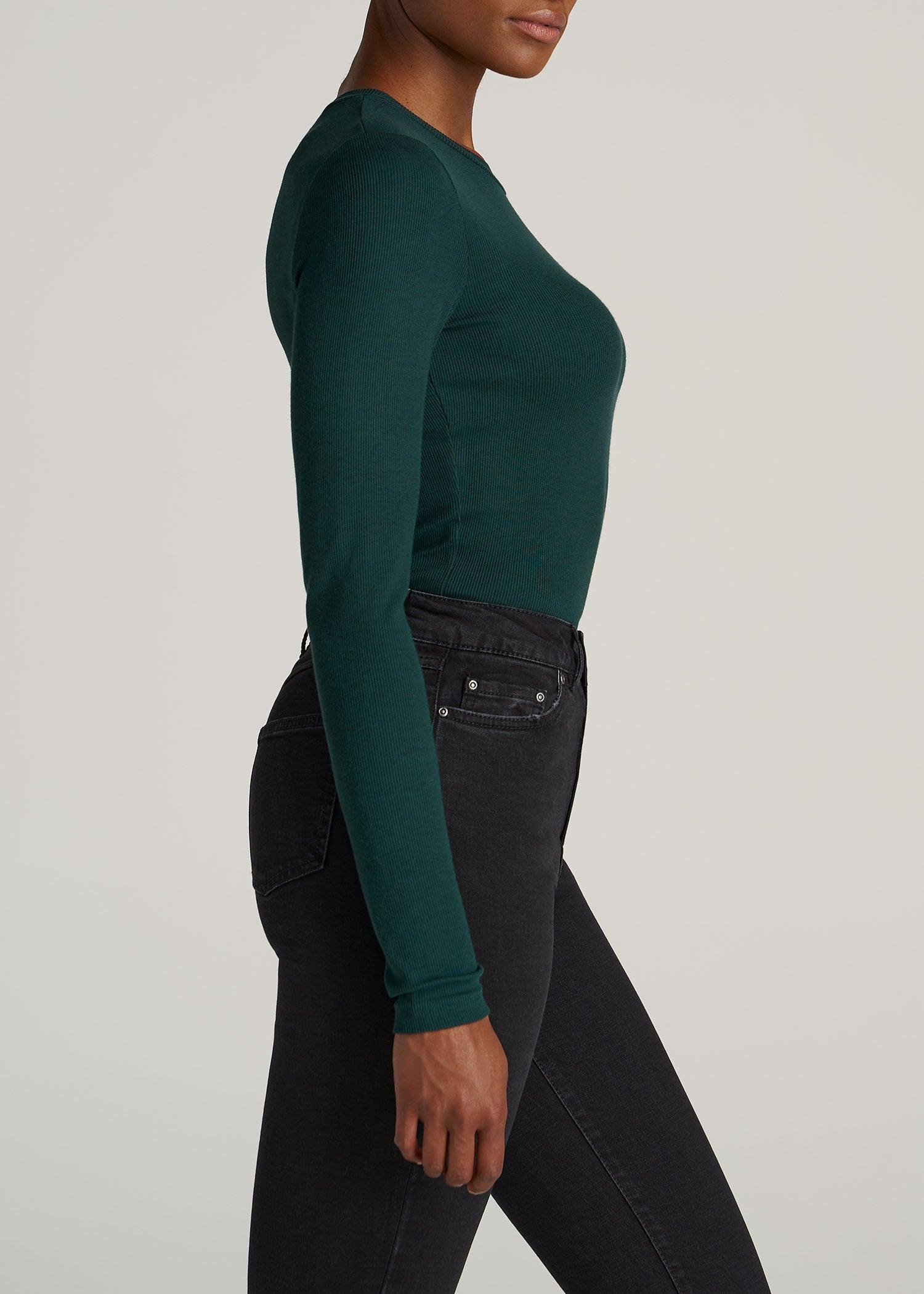 FITTED Ribbed Long Sleeve Tee in Emerald - Tall Women's Shirts Product Image