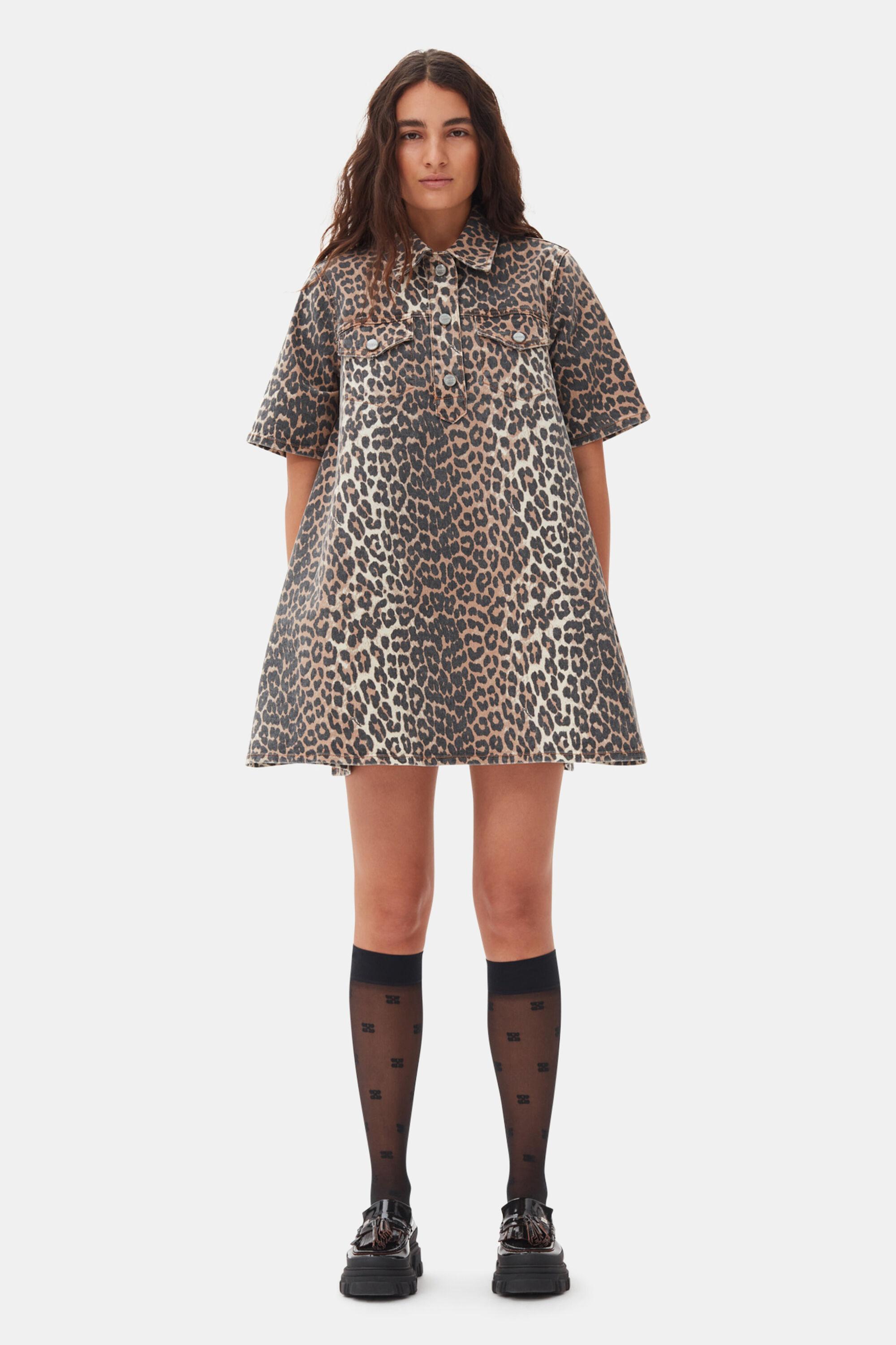 Leopard Printed Denim Mini Dress product image