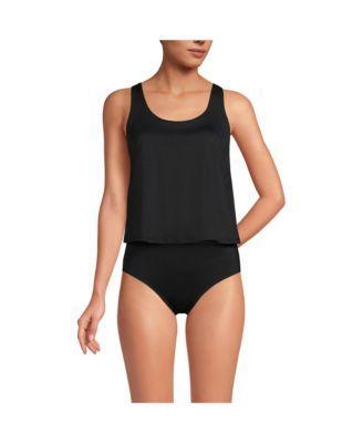 Lands End Womens Long Torso Scoop Neck One Piece Fauxkini Swimsuit Product Image