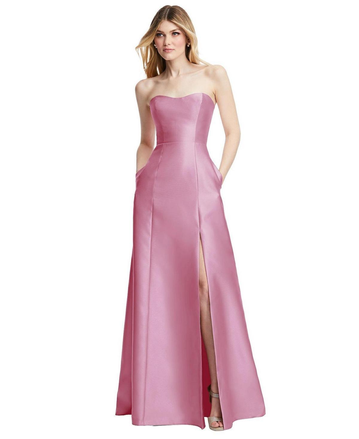 Alfred Sung Strapless Satin A-Line Gown Product Image