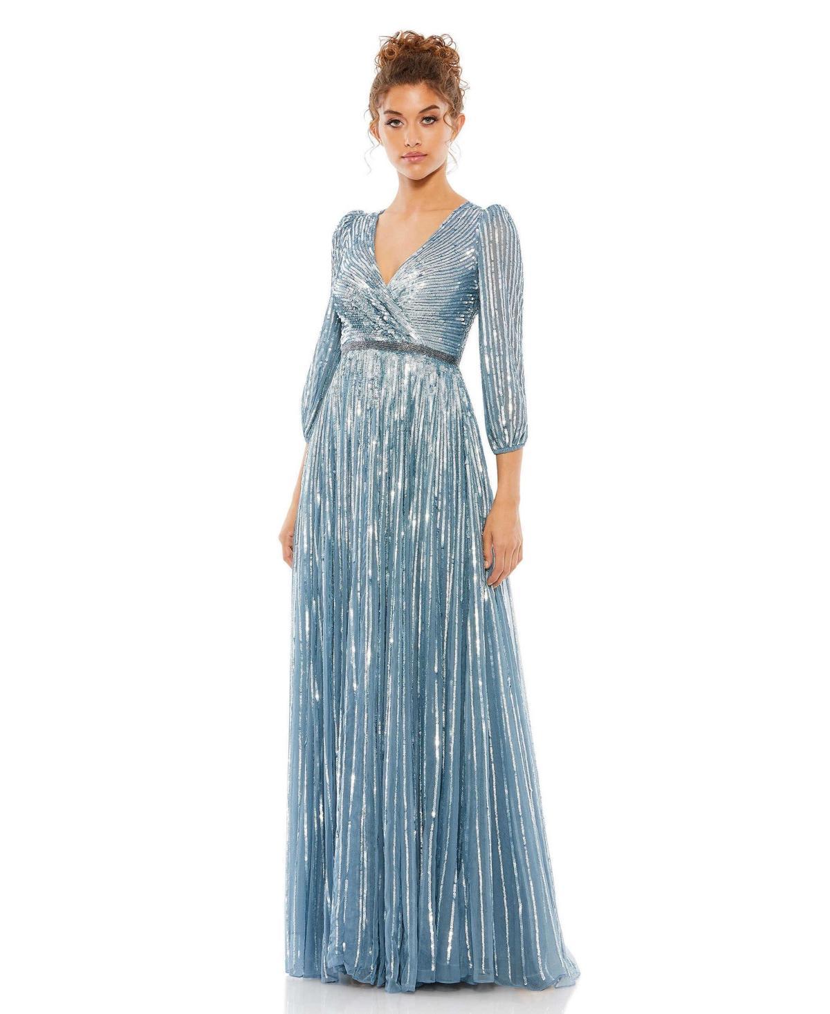 Womens Metallic Puff-Sleeve Gown Product Image