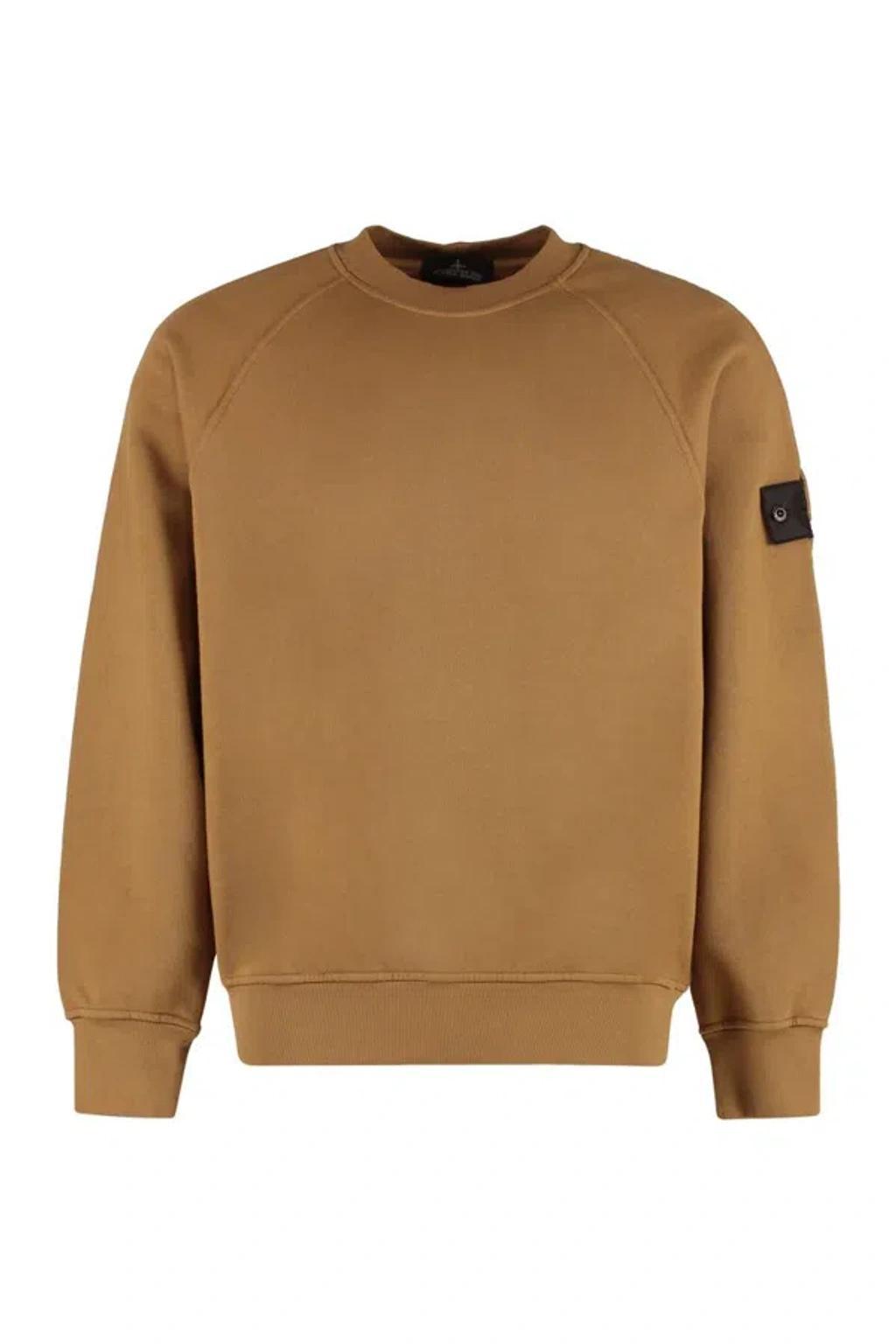 Cotton Crew-neck Sweatshirt In Brown Product Image