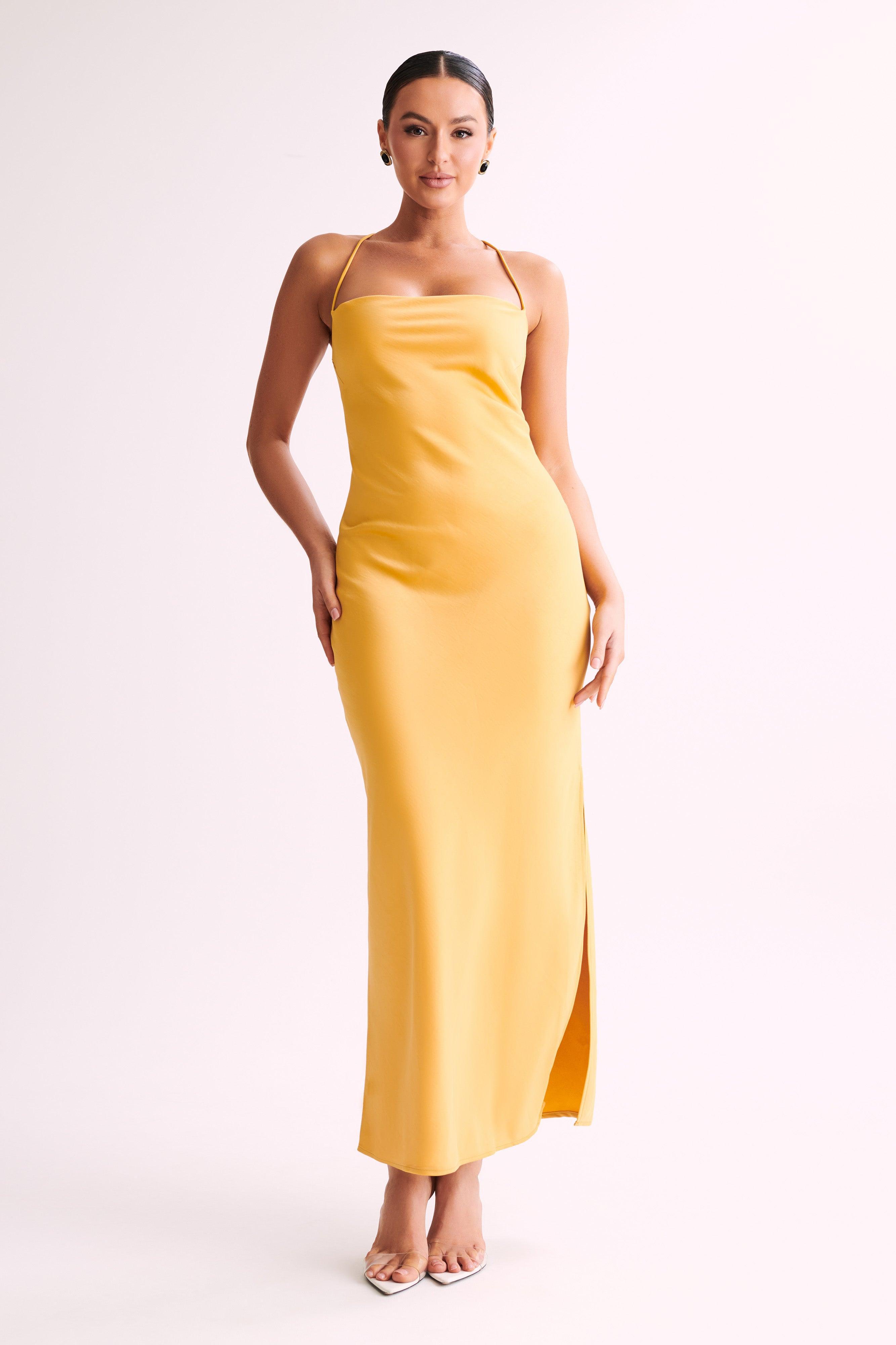 Sydney Straight Neck Slip Maxi Dress - Yellow Product Image