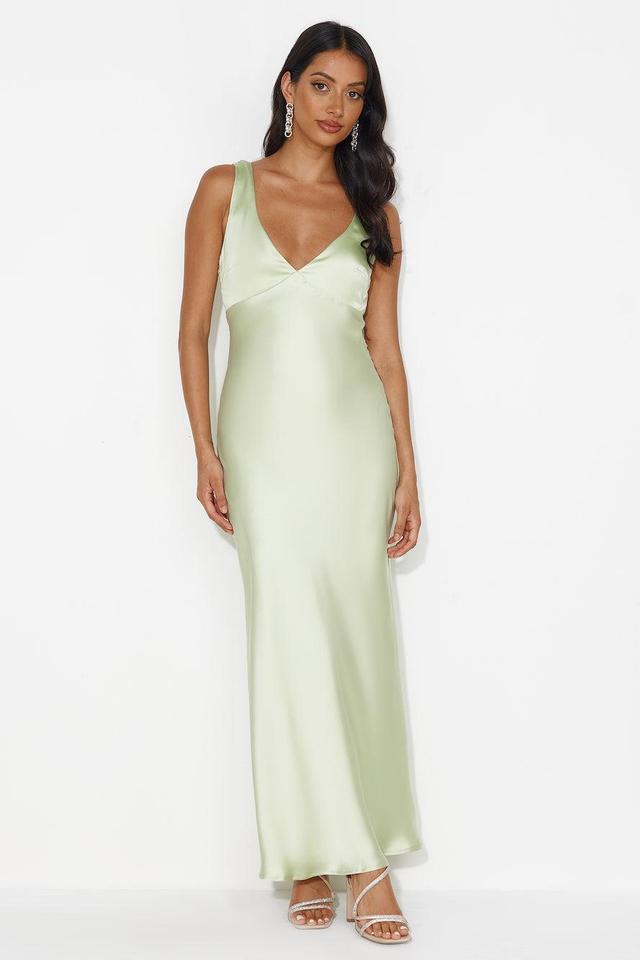 Indigo Fields Satin Maxi Dress Green Product Image