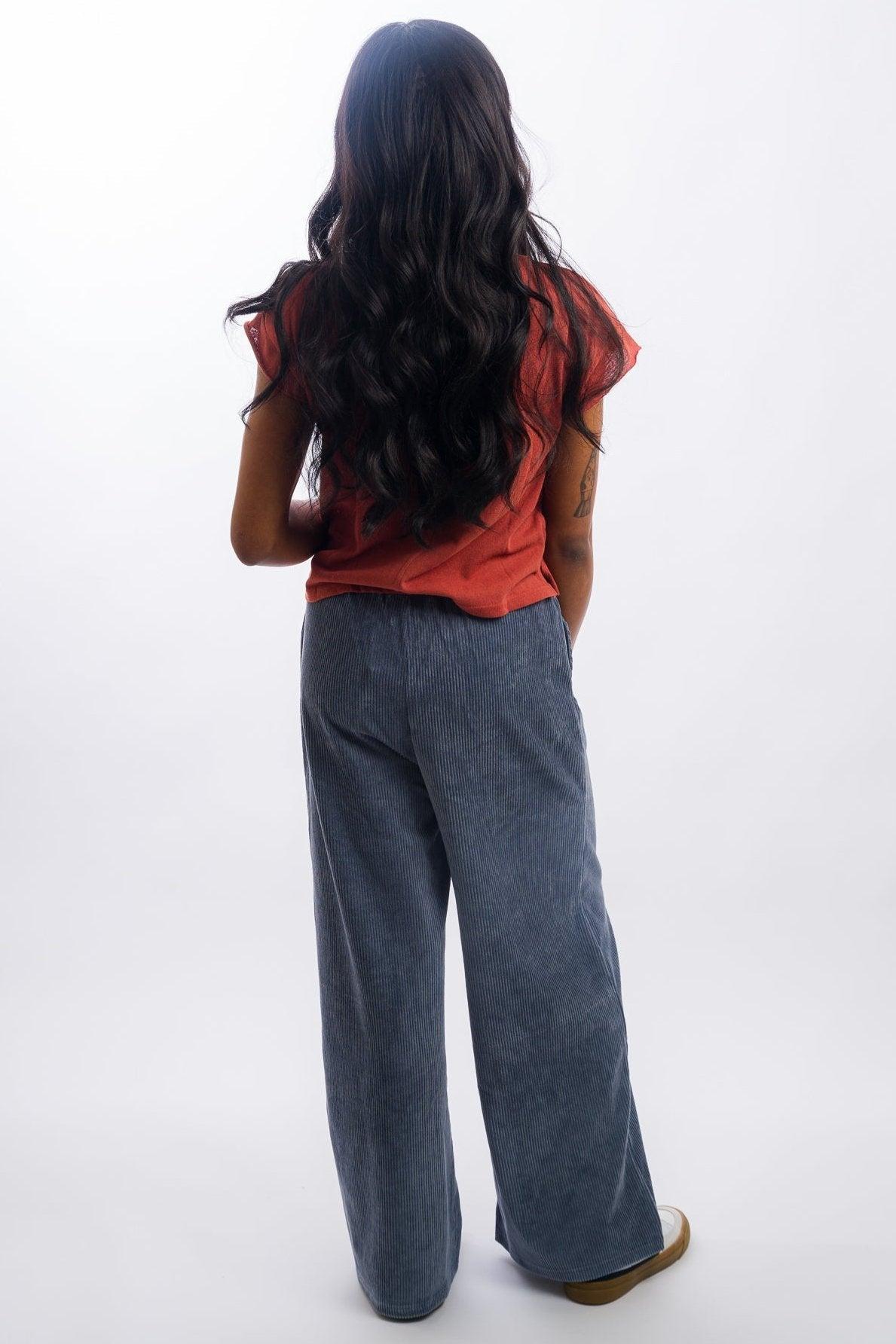 Native Youth Hayter Corduroy Wide Leg Trouser - Blue Female Product Image