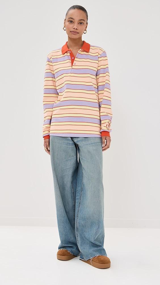 JW Anderson Striped Contrast Trim Polo Top | Shopbop Product Image