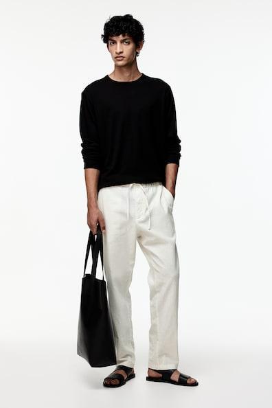 Regular Fit Linen-blend Pants Product Image