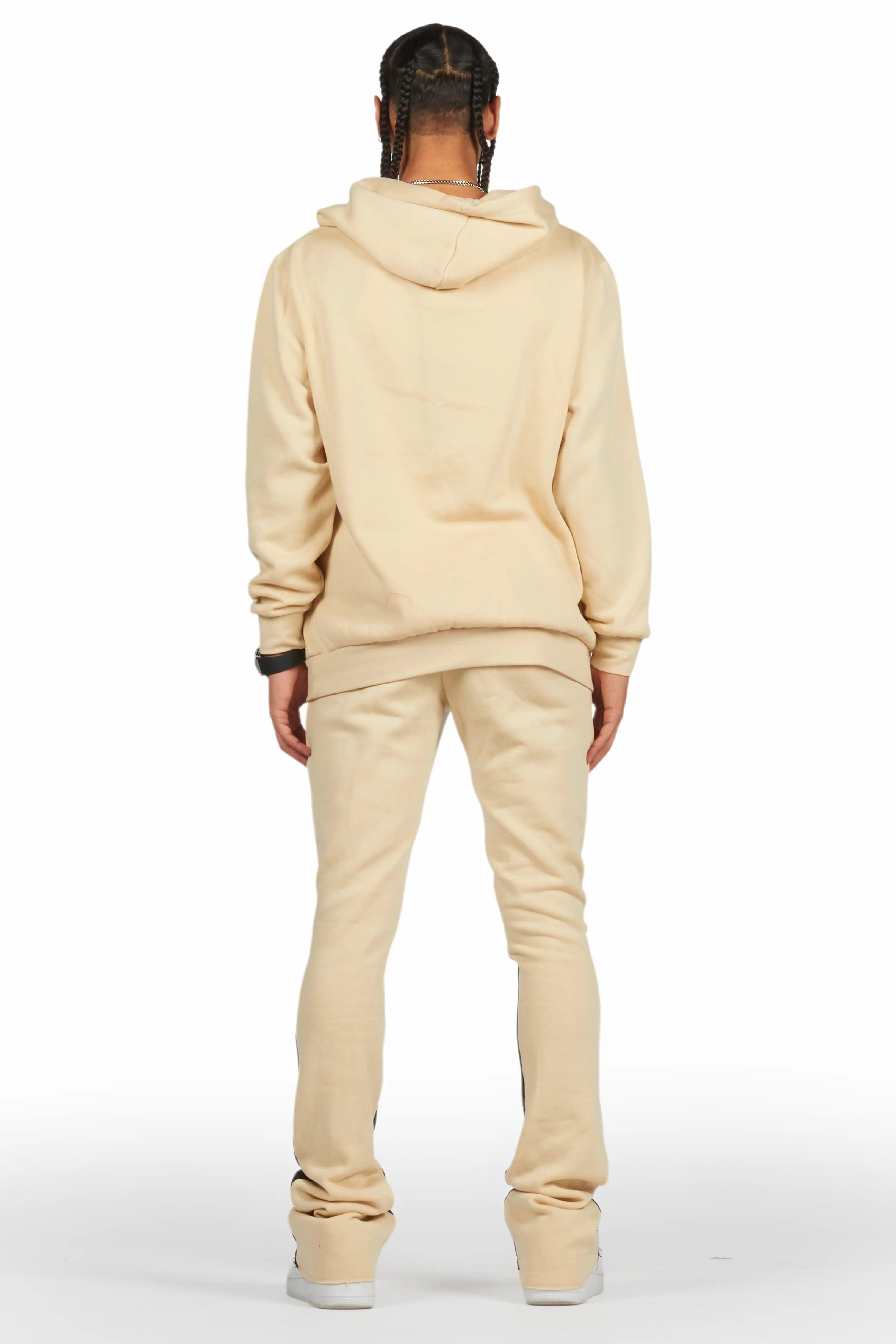 Raffer Beige Hoodie/Stacked Flare Pant Set Male Product Image