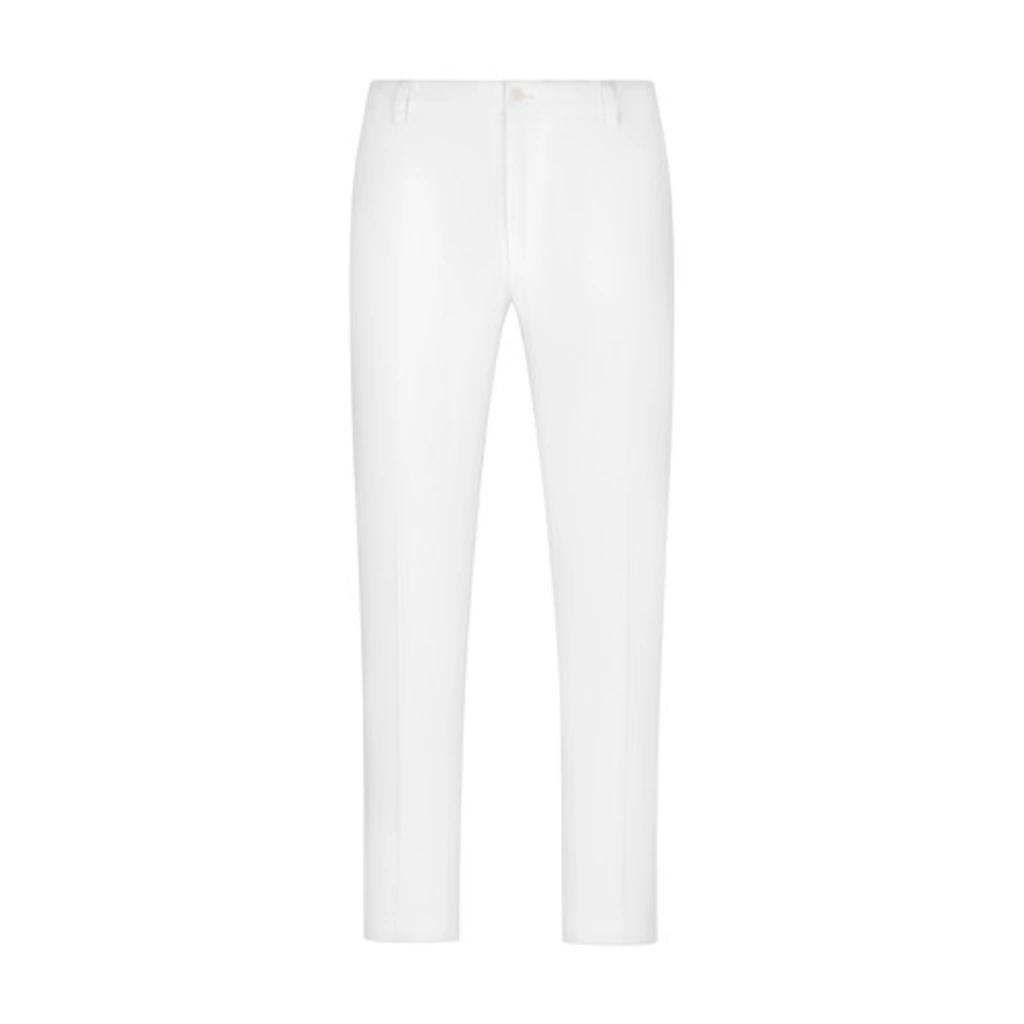 Stretch Cotton Pants With Dg Patch In White Product Image