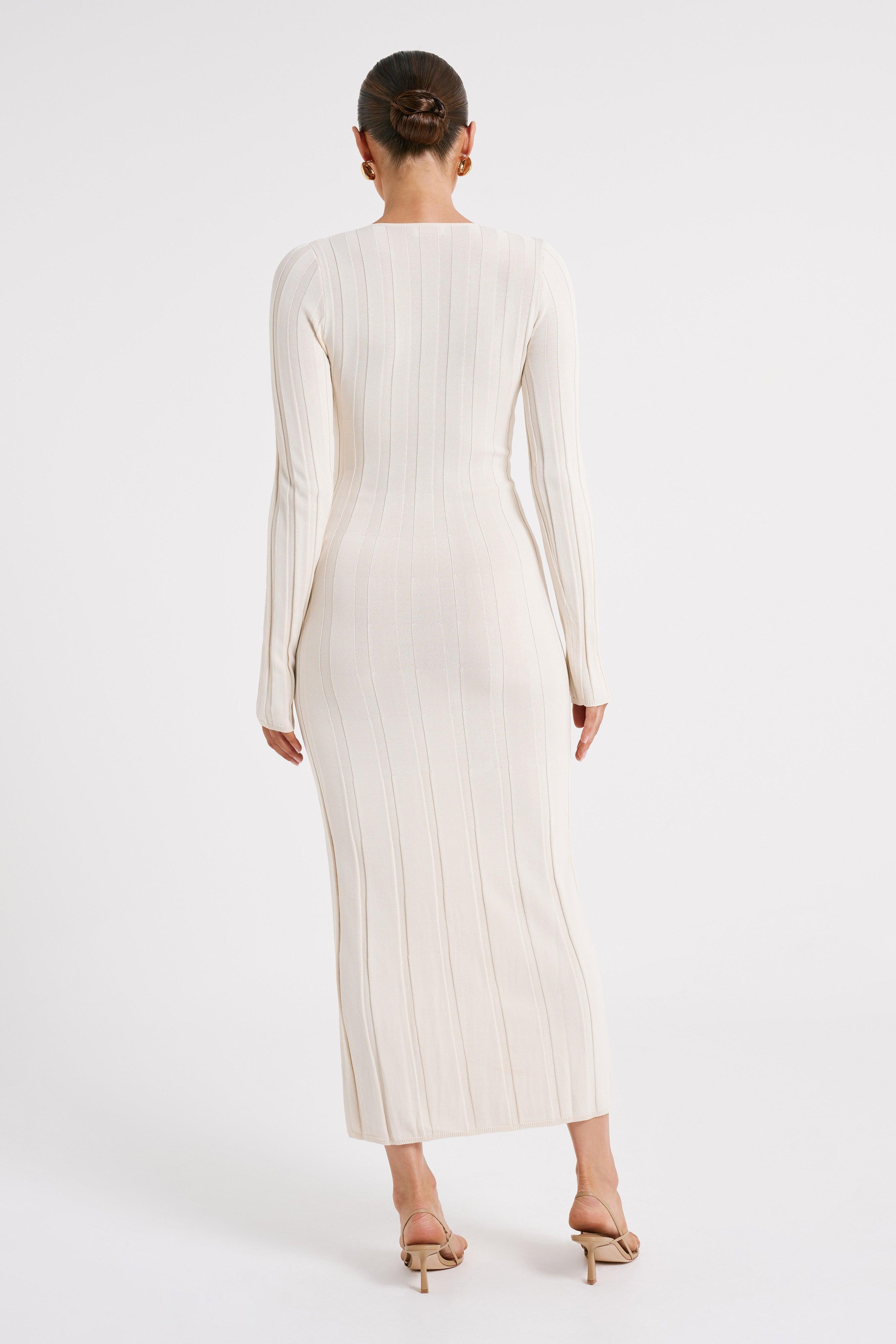 Ciara Ribbed Maxi Dress - Ivory Product Image