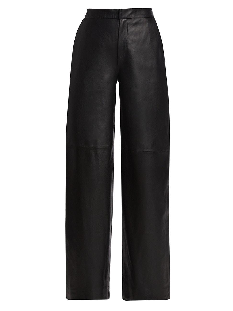 Womens Livvy Leather Straight-Leg Pants Product Image