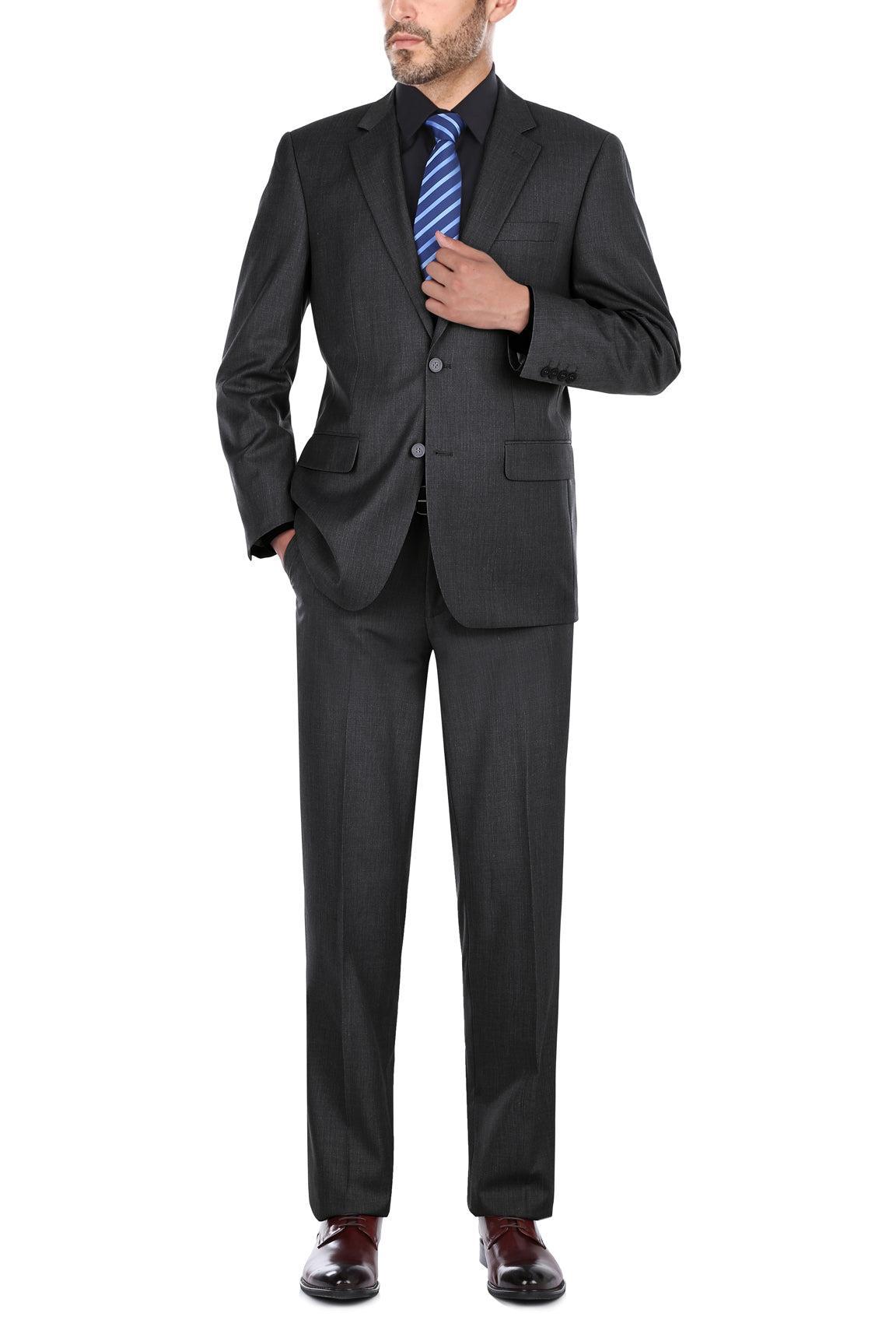 Vanderbilt Collection  - Classic 2 Piece Suit 2 Buttons Regular Fit In Charcoal Gray Product Image