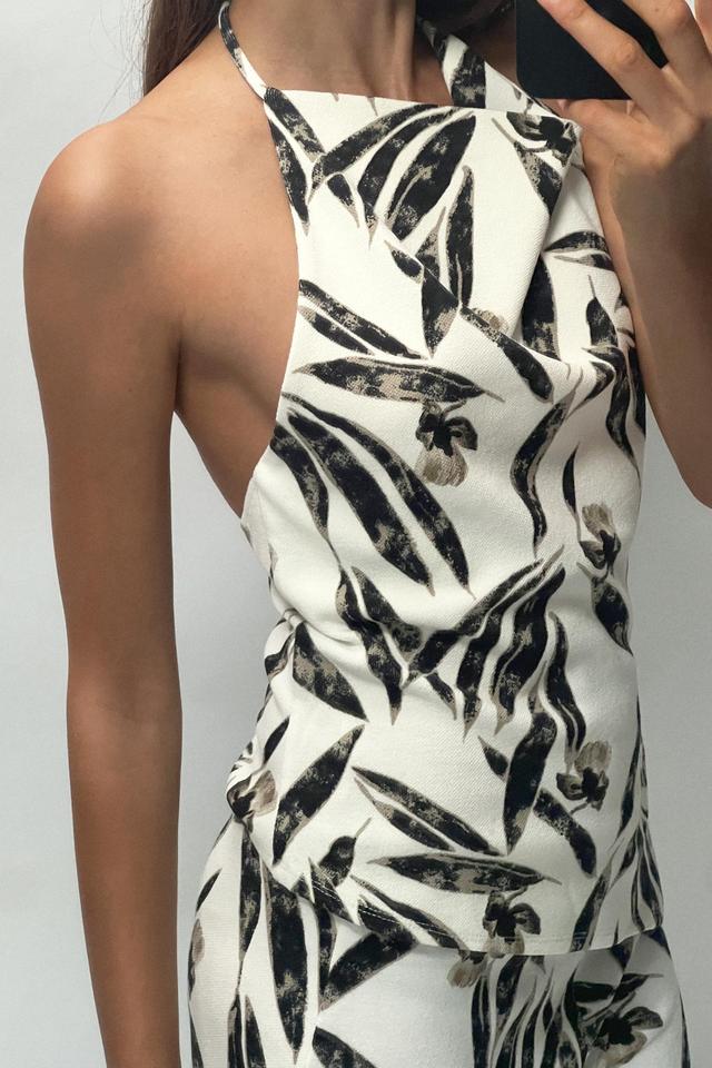 PRINTED PIQUÉ HALTER TOP Product Image