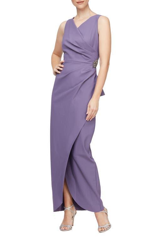 Alex Evenings Embellished Side Drape Column Formal Gown Product Image