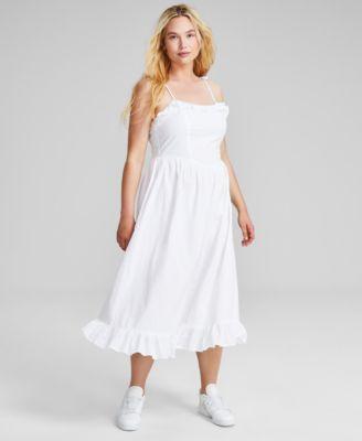 And Now This Womens Cotton Corset Ruffled Sleeveless Midi Dress, Created for Macys Product Image