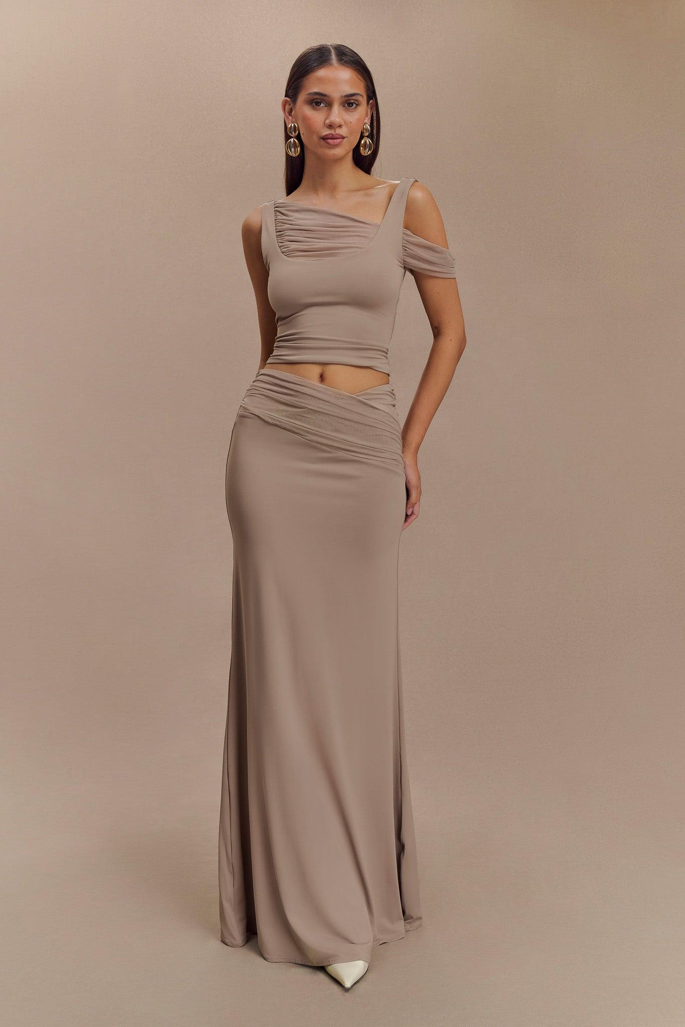 Jules Recycled Nylon And Mesh Sleeveless Top - Taupe Product Image