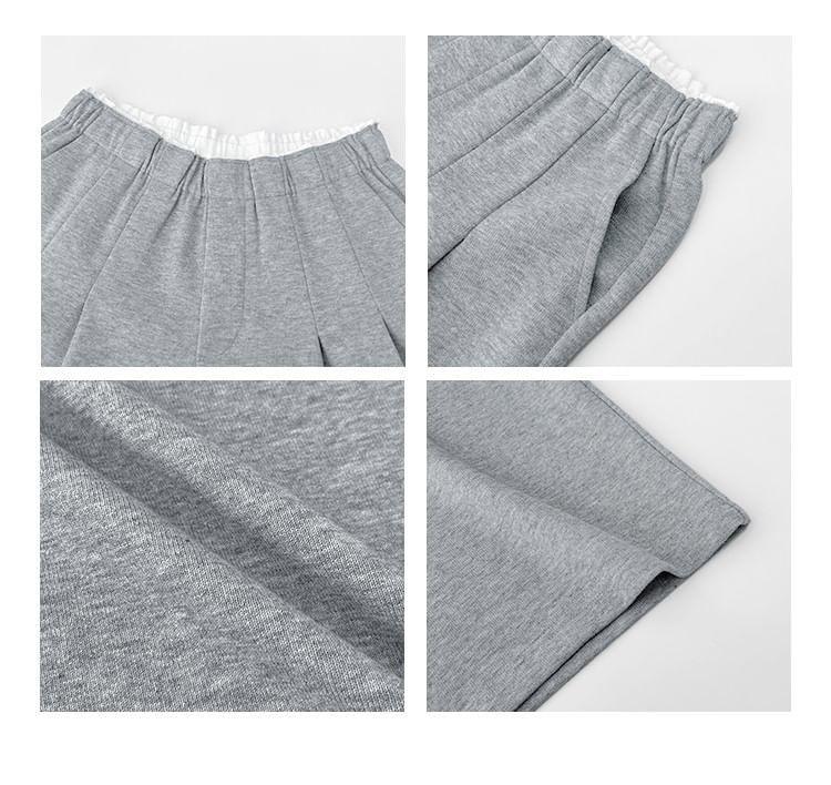 Waistline-Detail Pleated Wide-Leg Sweatpants in 5 Colors Product Image