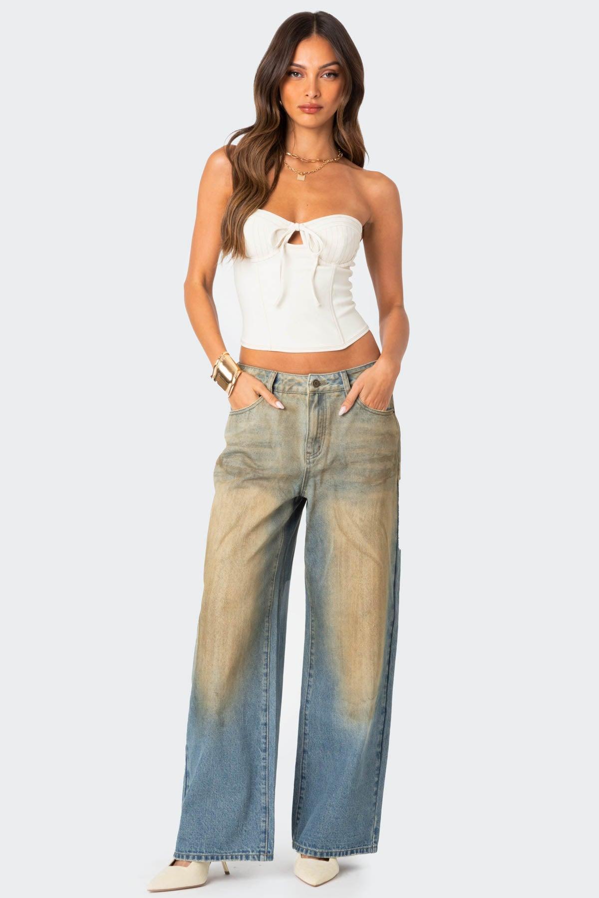 Muddy Washed Low Rise Jeans Product Image