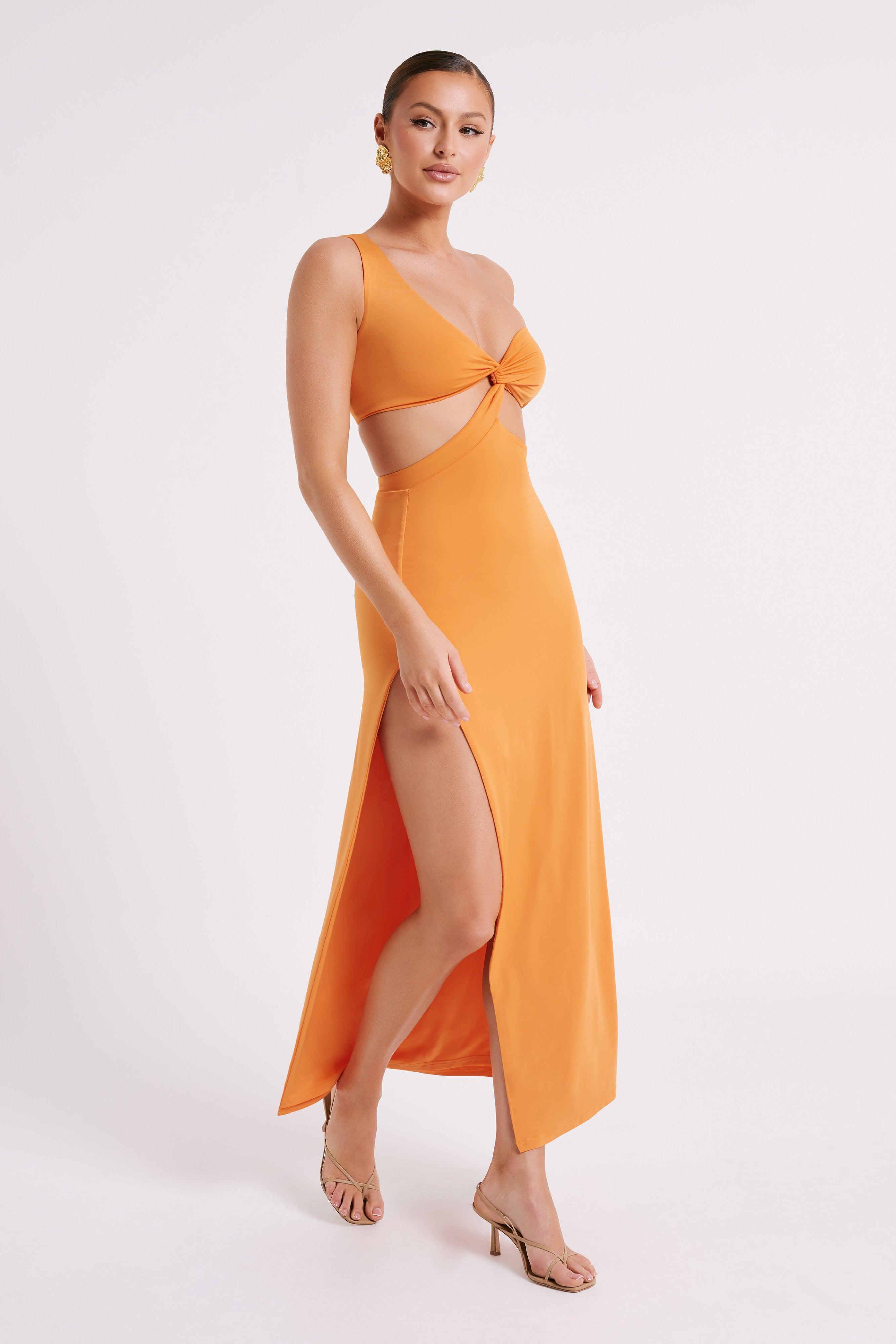 Solana One Shoulder Maxi Dress - Orange Product Image