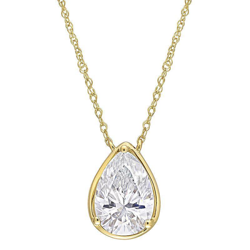 Stella Grace 10k Gold 2 Carat T.W. Lab-Created Moissanite Teardrop Pendant Necklace, Womens White Product Image