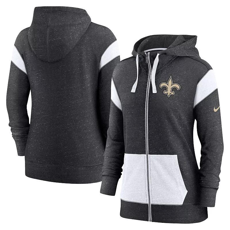 Womens Nike Heather Black/White New Orleans Saints Plus Size Monaco Full-Zip Lightweight Hoodie Product Image