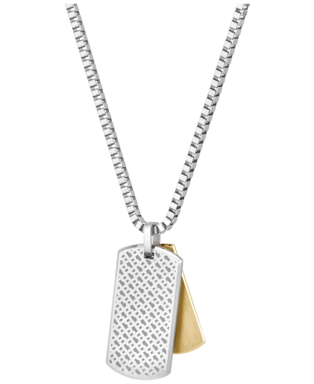 Box-chain Necklace With Branded Double-tag Pendant Men's Jewellery In Multi Product Image