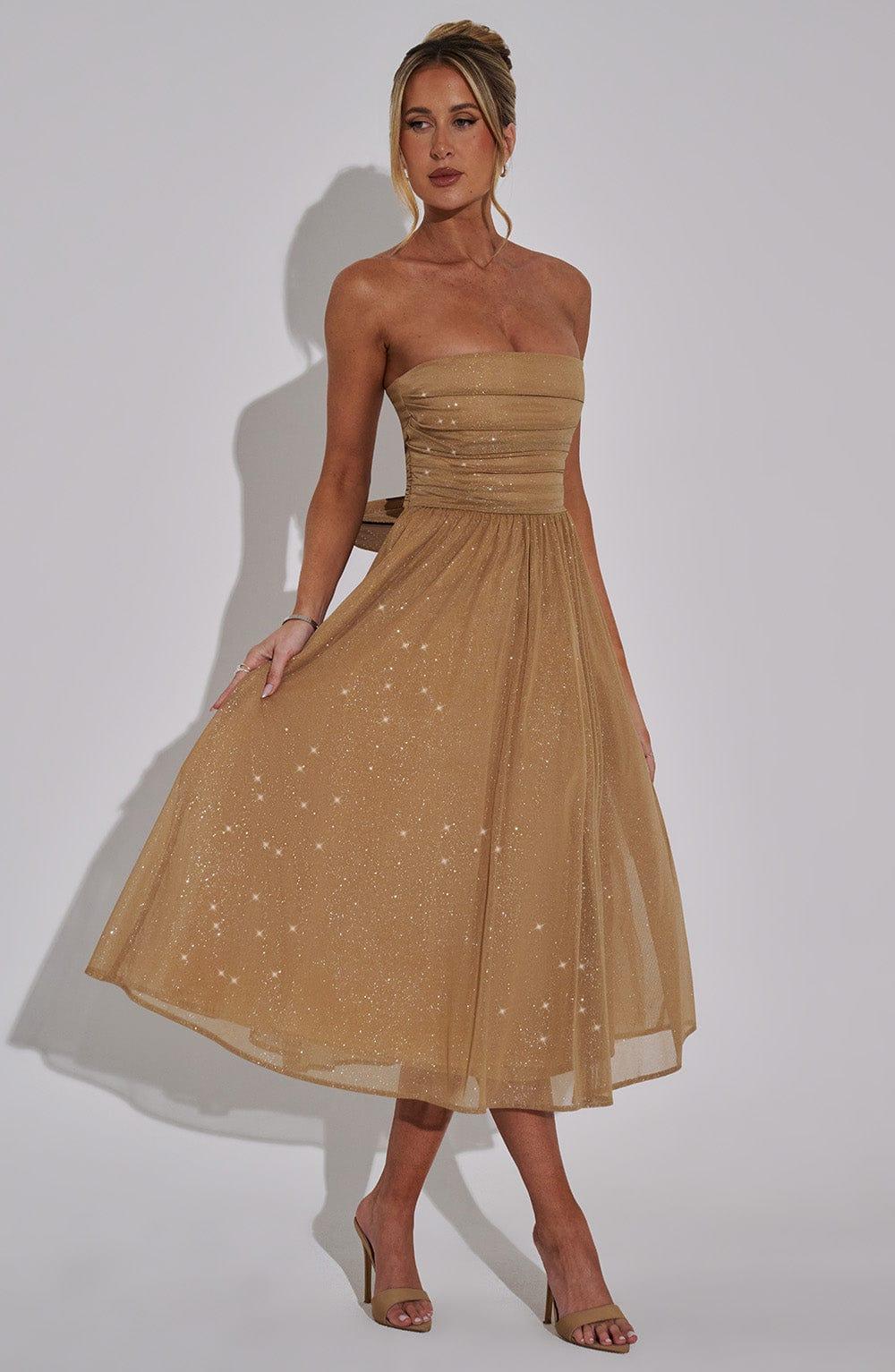 Marissa Midi Dress - Gold Sparkle Product Image