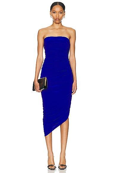 Norma Kamali Strapless Diana Dress To Knee in Royal. Product Image