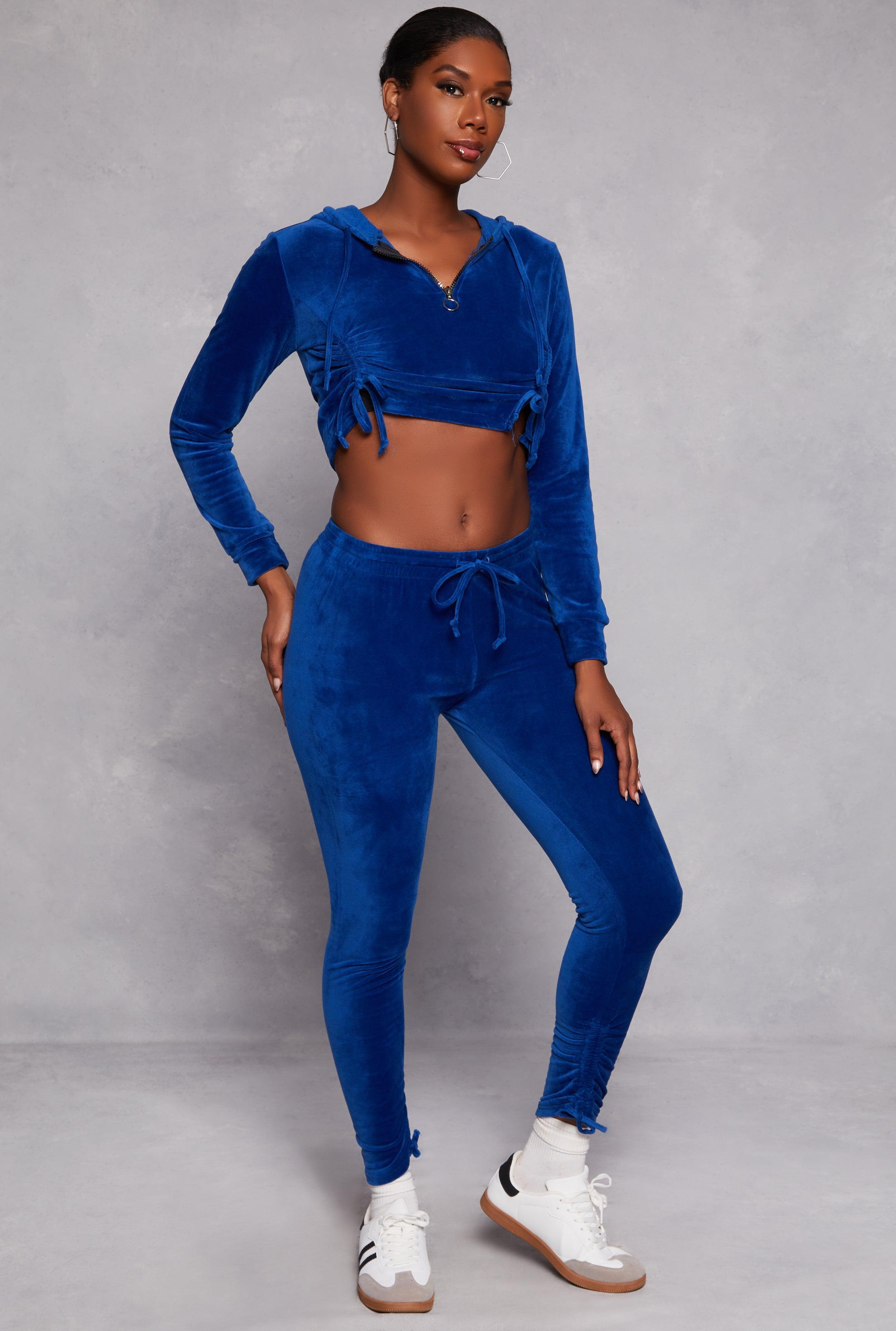 Womens Velour Drawstring Ruched Sweatpants Product Image