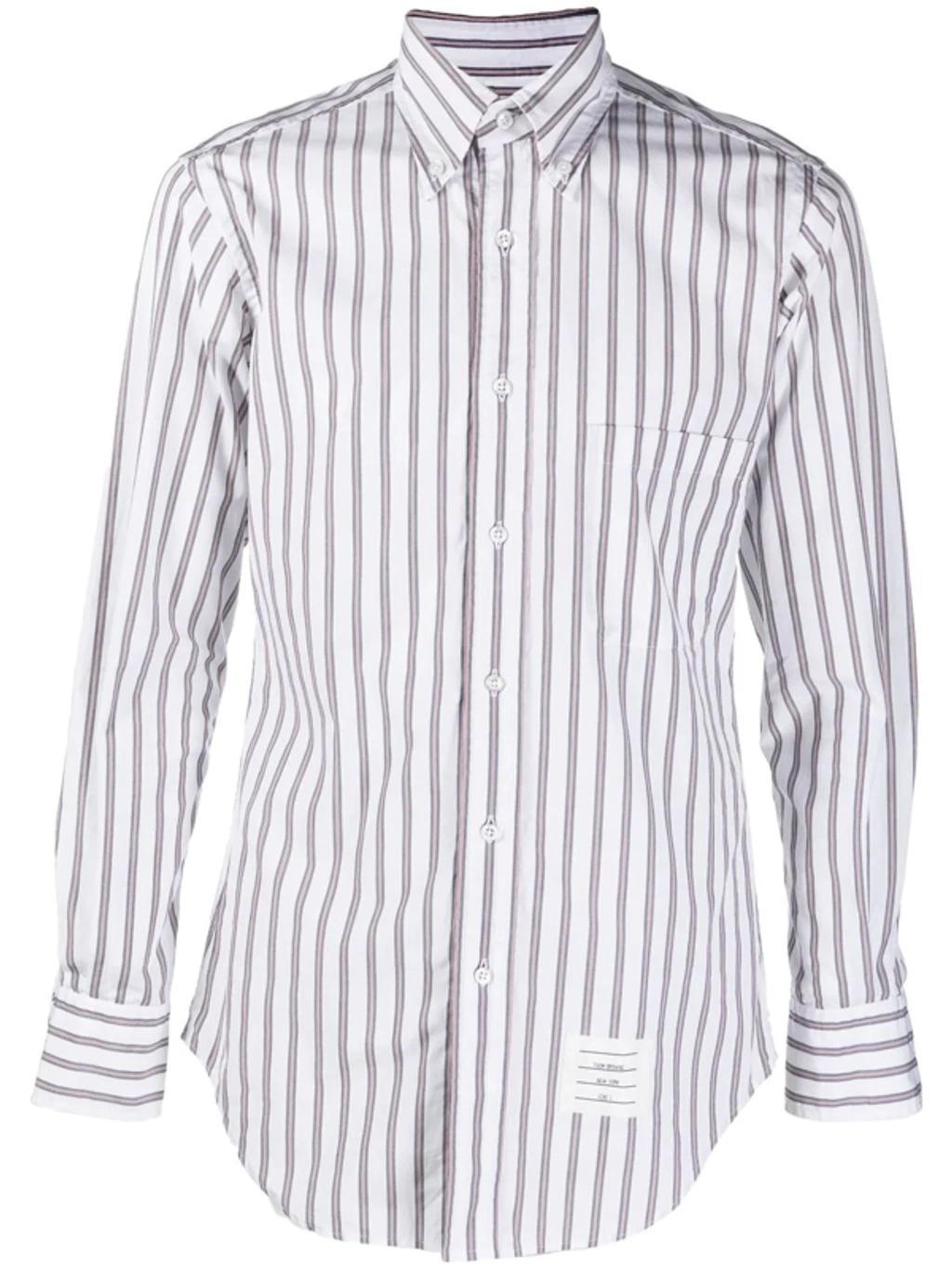 Logo-patch Striped Shirt In White Product Image