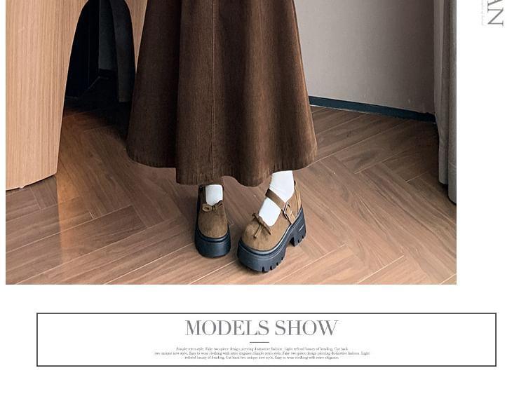 High Rise Plain Corduroy Maxi A-Line Skirt Product Image