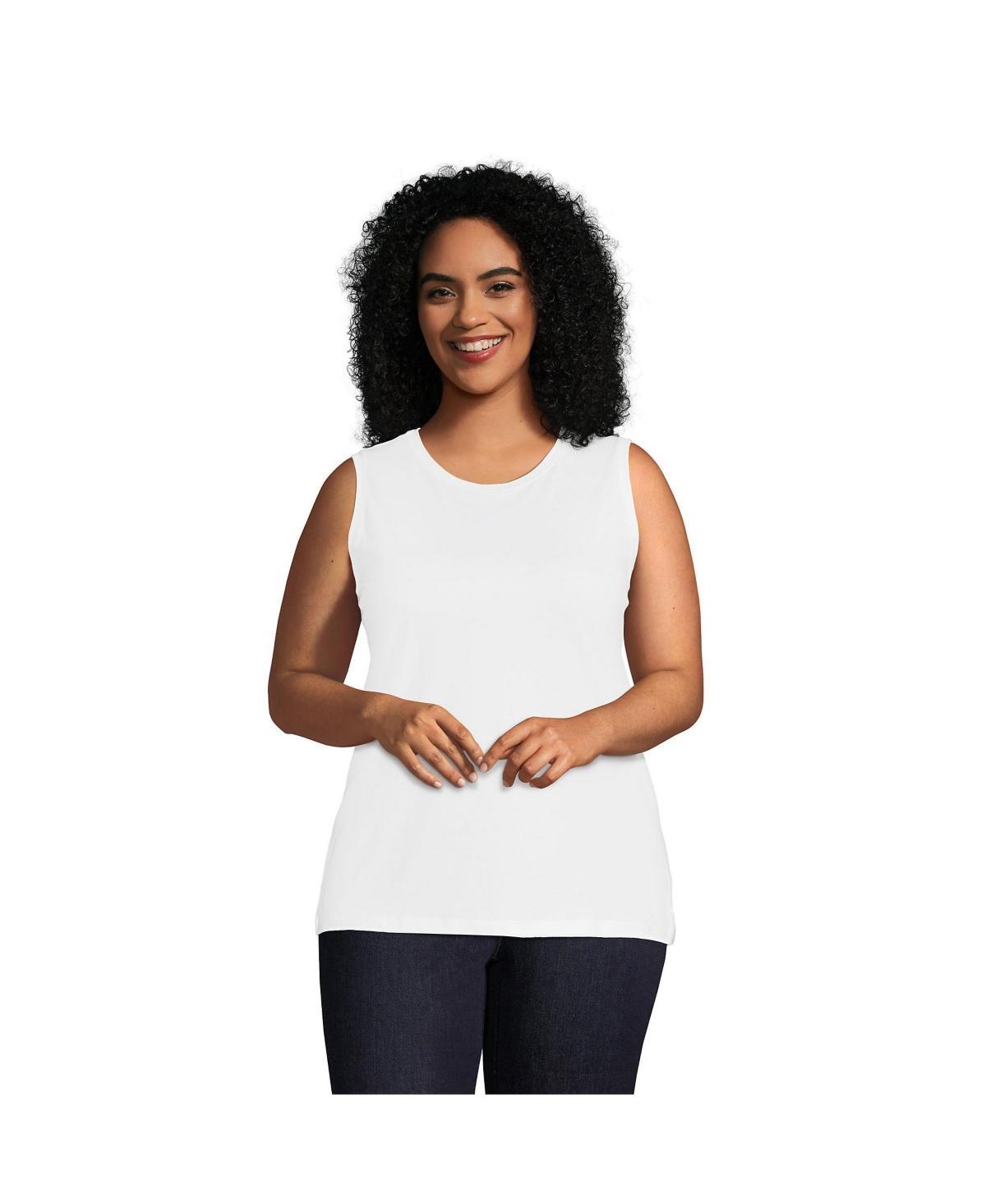 Lands End Plus Size Supima Cotton Crew Neck Tank Top Product Image