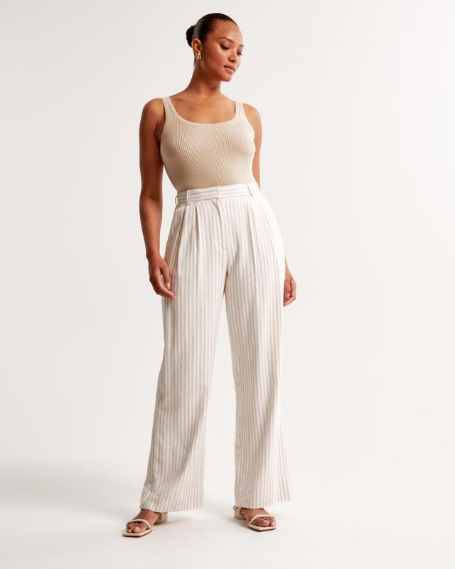 Curve Love A&F Sloane Tailored Linen-Blend Pant Product Image