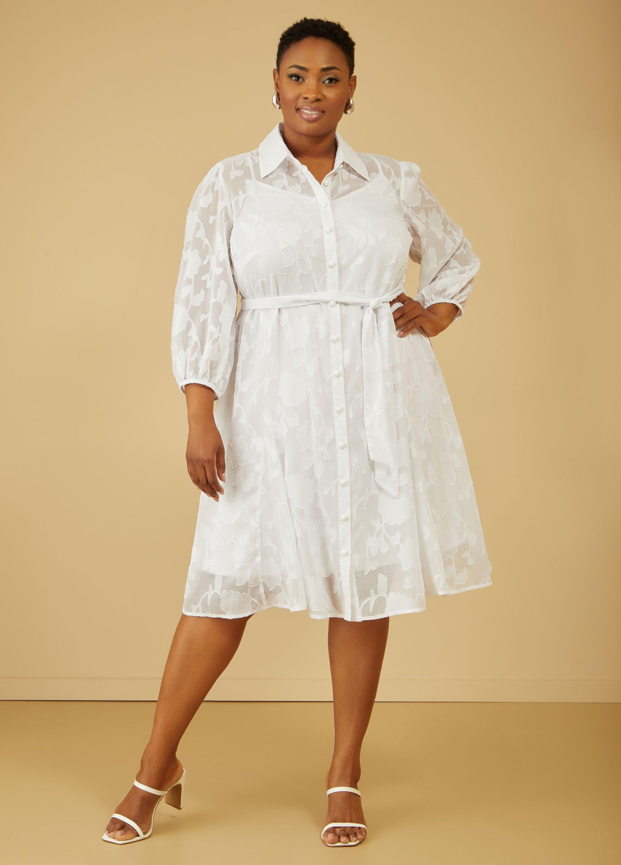 Textured Floral Shirtdress Product Image