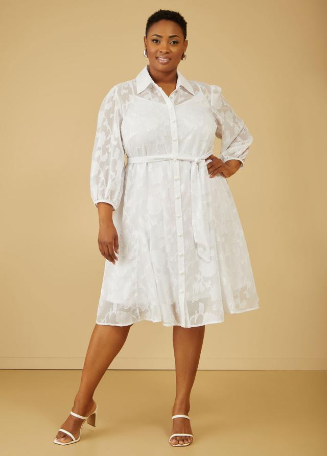 Textured Floral Shirtdress Product Image