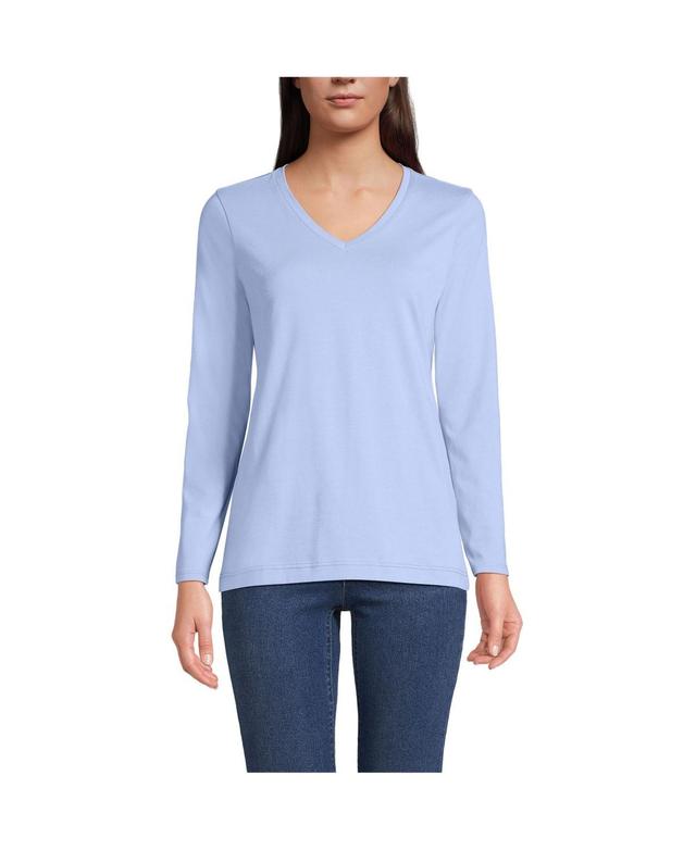 Lands End Womens Tall Relaxed Supima Cotton Long Sleeve V-Neck T-Shirt Product Image