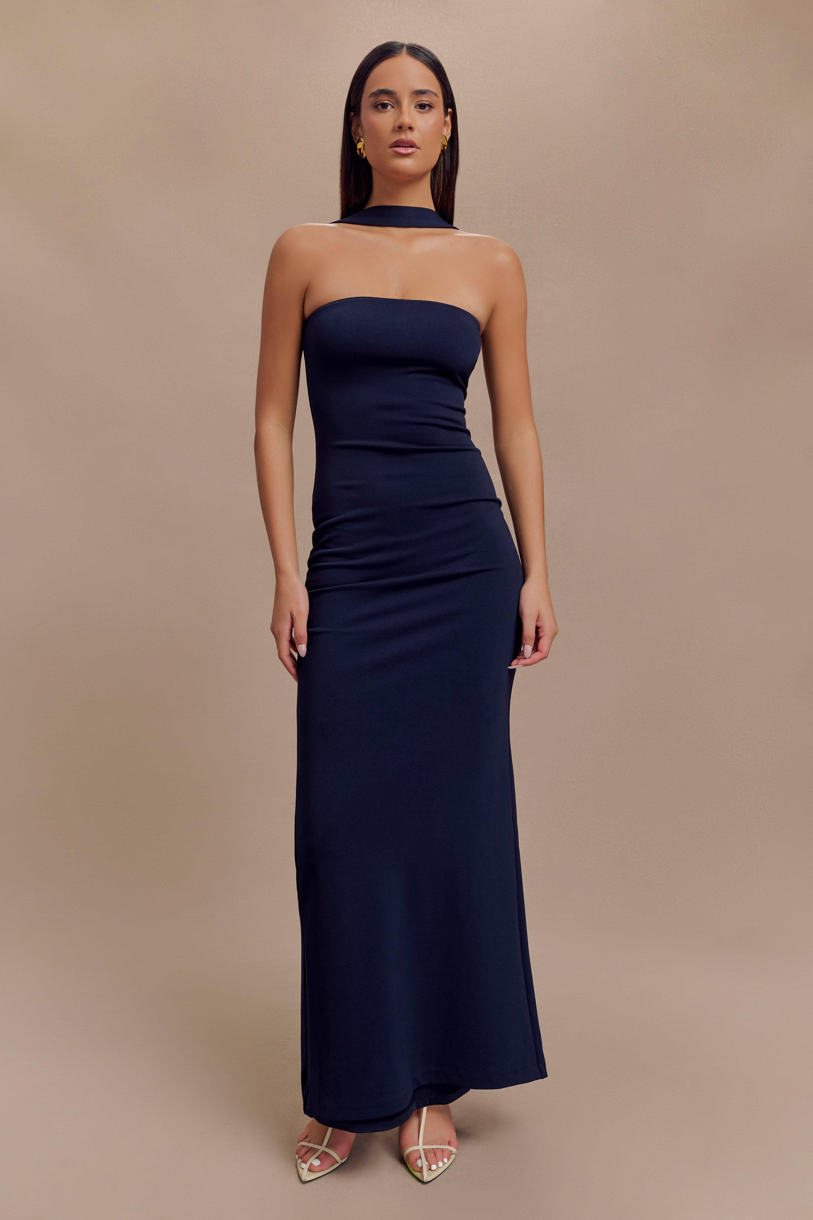 Velma Halter Collar Maxi Dress - Black Product Image