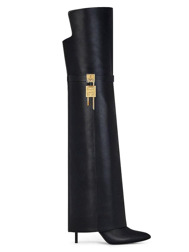 Womens Shark Lock Stiletto Over-The-Knee Boots In Leather Product Image