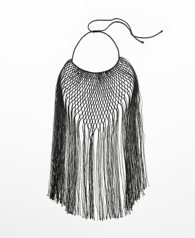 MANGO - Fringed net necklace - One size - Women Product Image