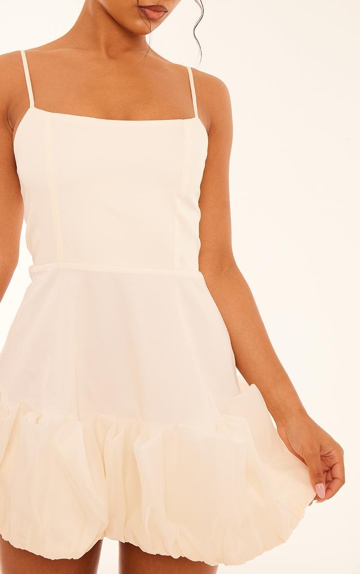 Cream Strappy Frill Hem Bodycon Dress Product Image