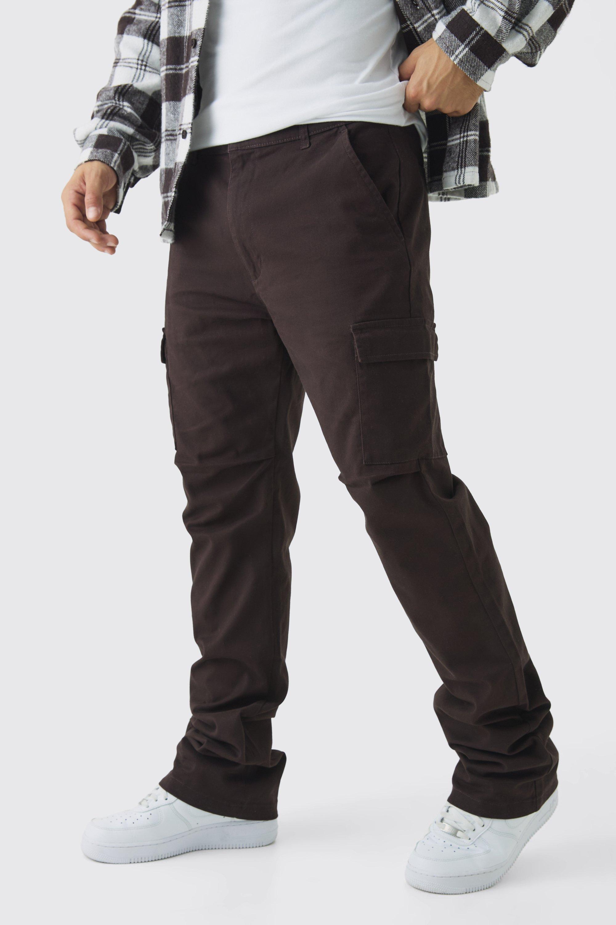 Fixed Waist Slim Flare Stacked Twill Cargo Pants | boohooMAN USA Product Image