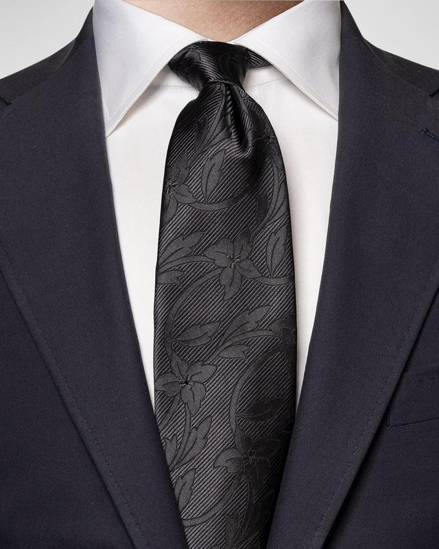 Mens Floral Jacquard Silk Evening Tie Product Image