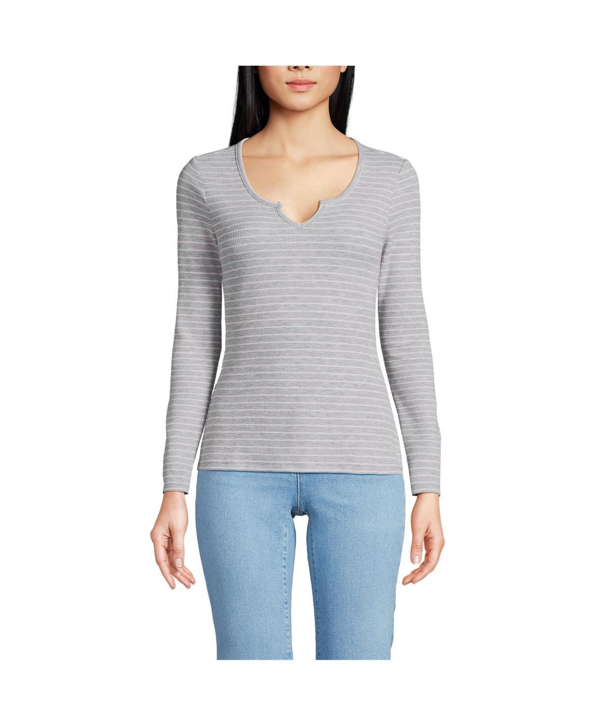 Womens Lands End Waffle Notch Neck Top Product Image