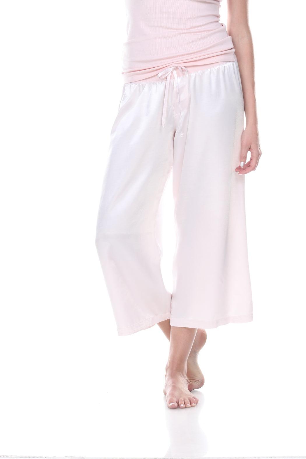 Satin Ankle Pant With Rib Waistband And Adjustable Drawstring Female Product Image