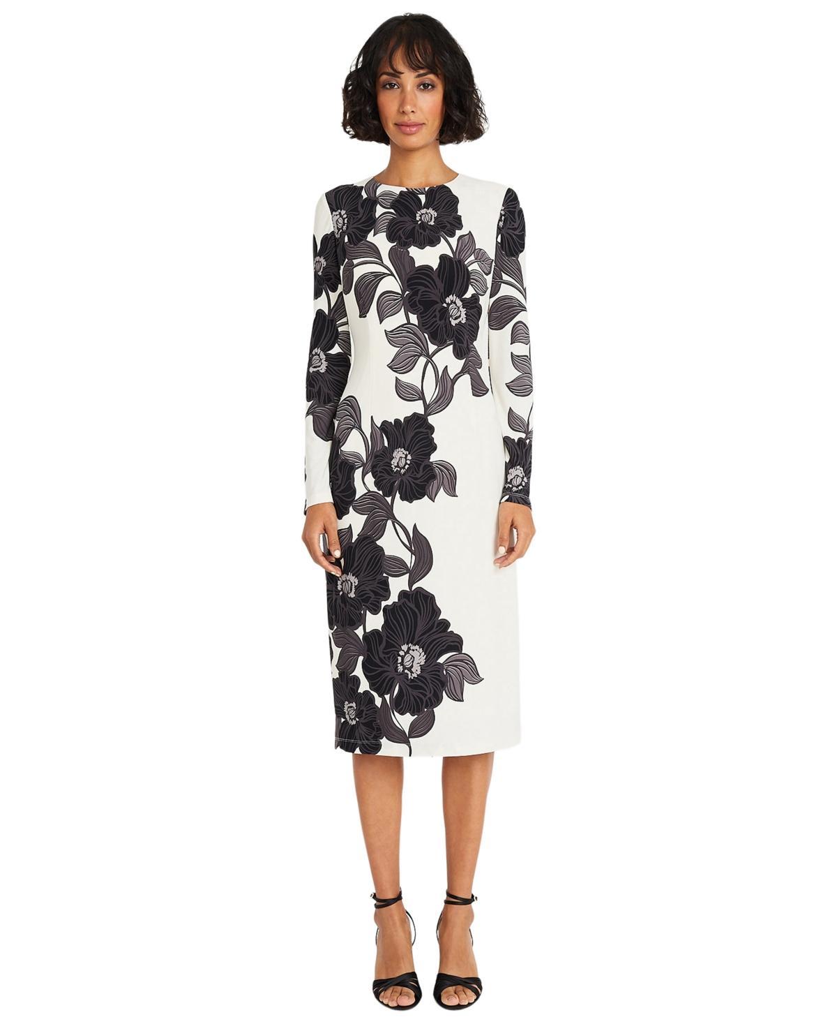 Women's Floral Long-Sleeve Midi Dress Product Image