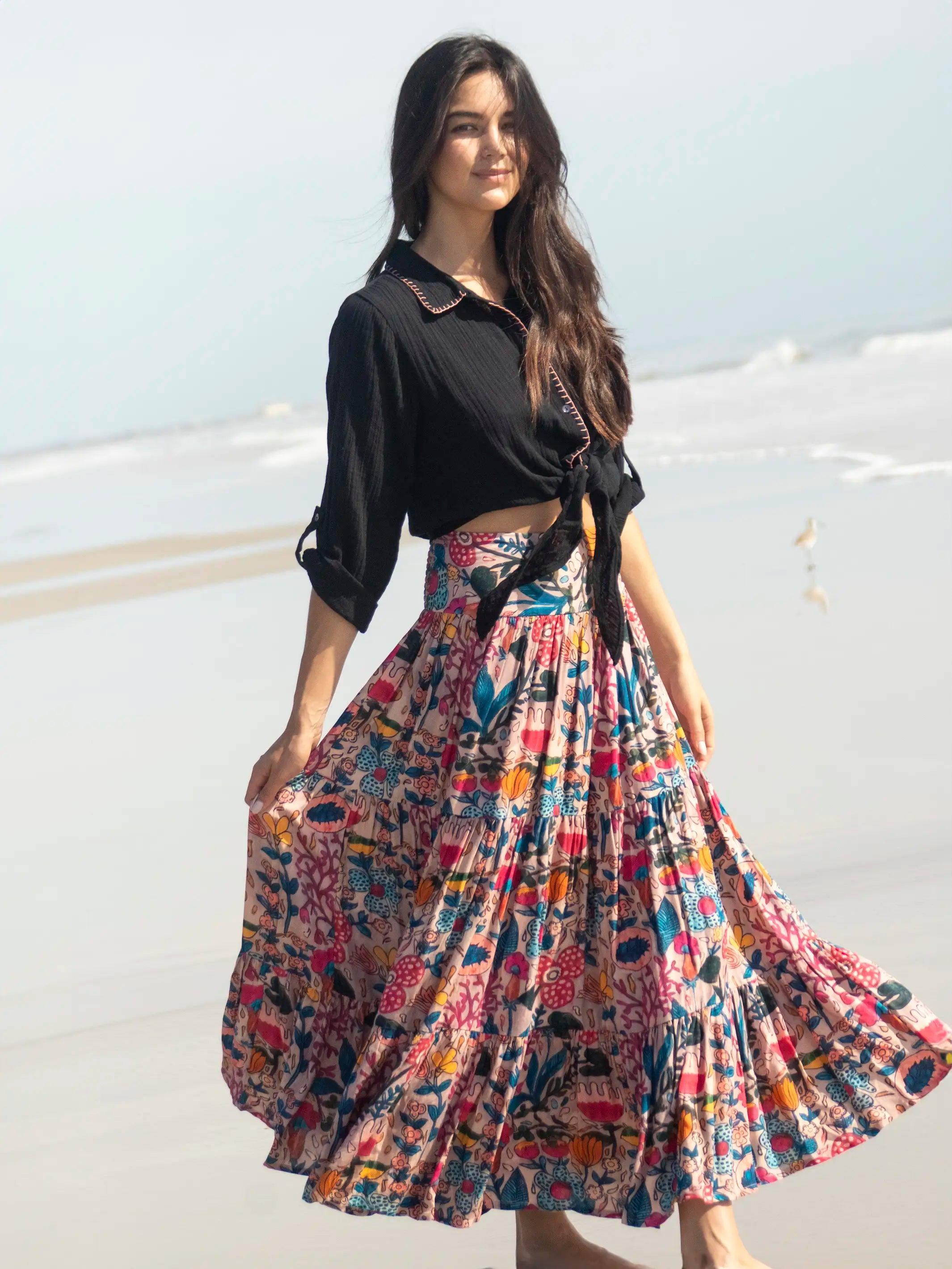 Hanna Convertible Maxi Skirt - Light Pink Multi Floral product image